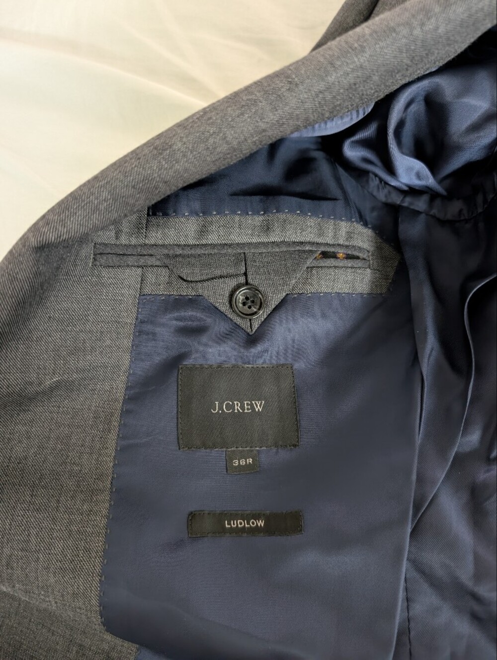 J Crew Ludlow Tollegno Italy Wool Suit Set Blazer 36R Pants 30x30 Slim Charcoal - Picture 4 of 15
